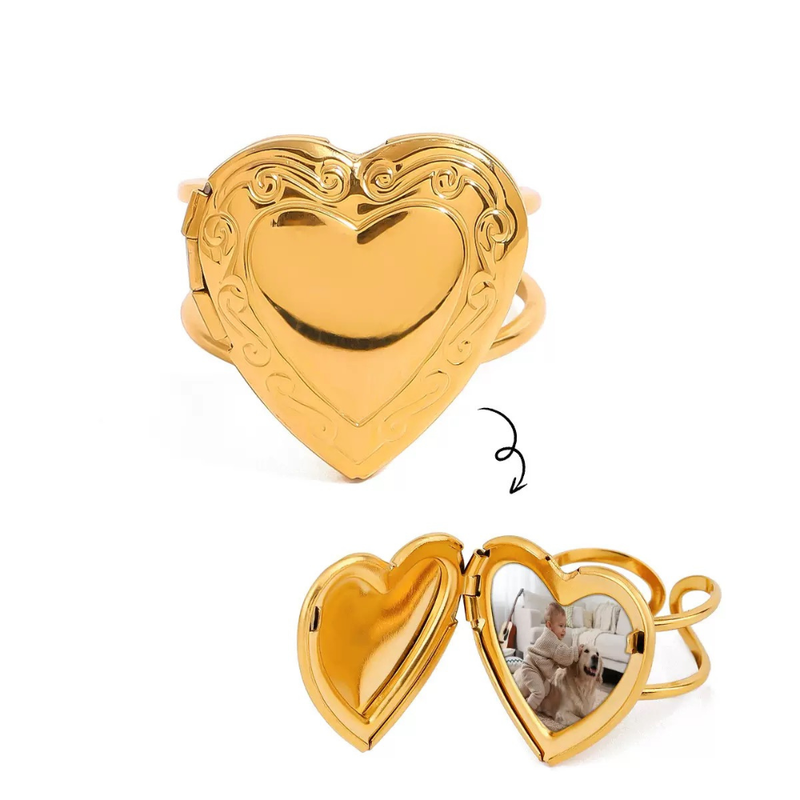 Vintage Heart Locket Statement Ring – Love, Calista
