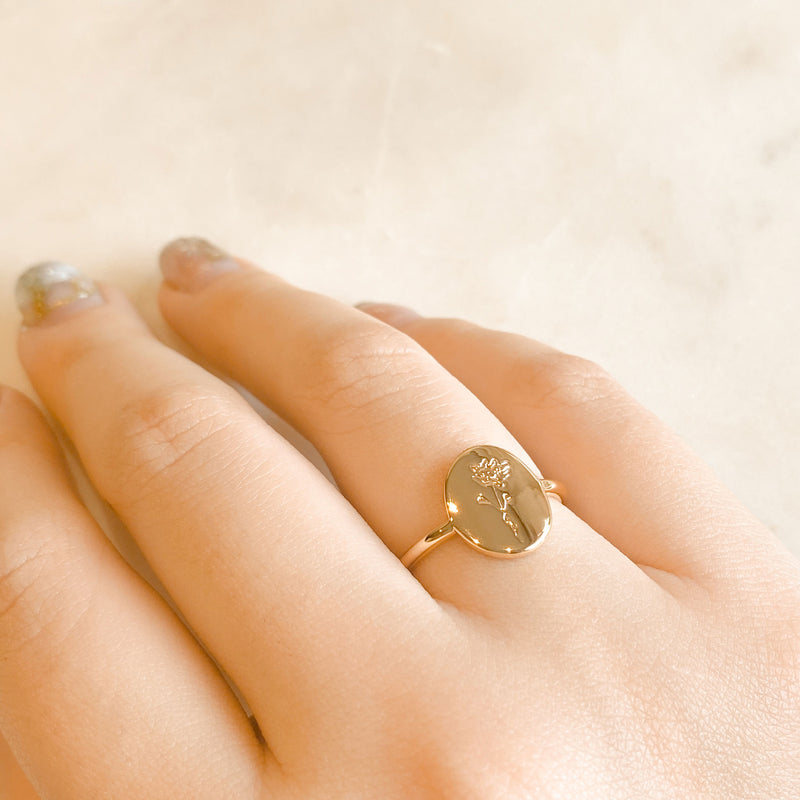 (NEW) Birth Flower Ring - 18k Gold Filled