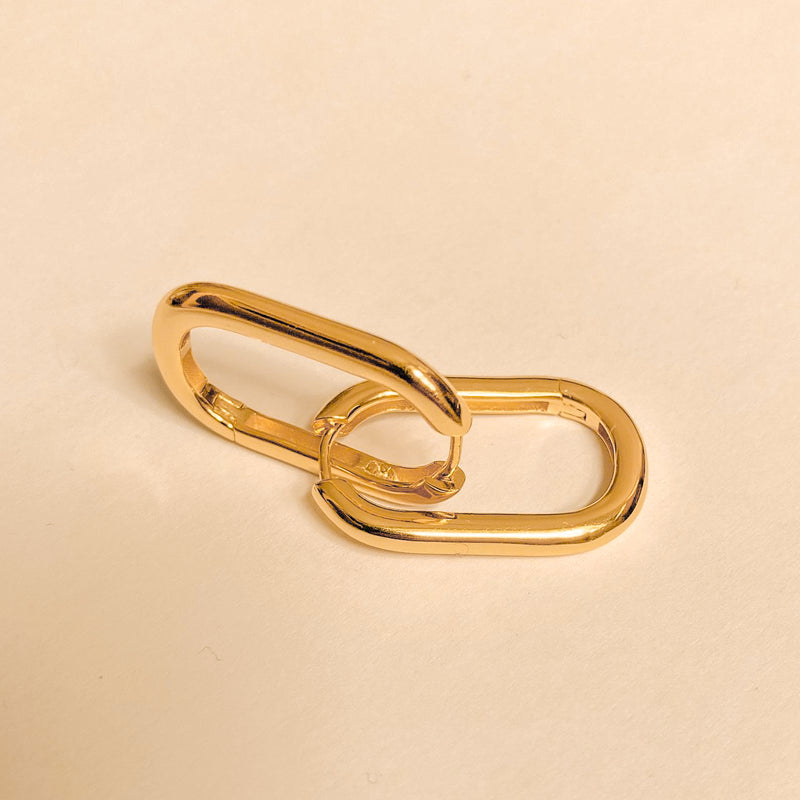 Chunky Gold Geometrical Hoop Earrings - 18k Gold Vermeil
