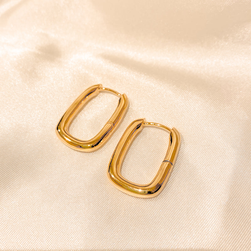 Chunky Gold Geometrical Hoop Earrings - 18k Gold Vermeil
