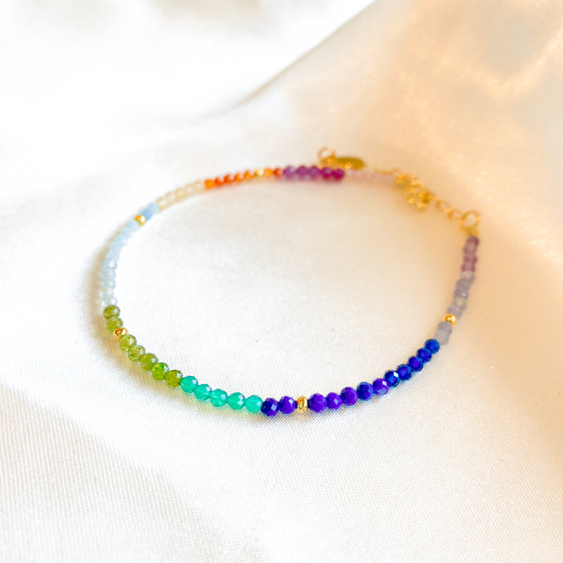 Rainbow Gemstones Bracelet - 18k Gold Filled