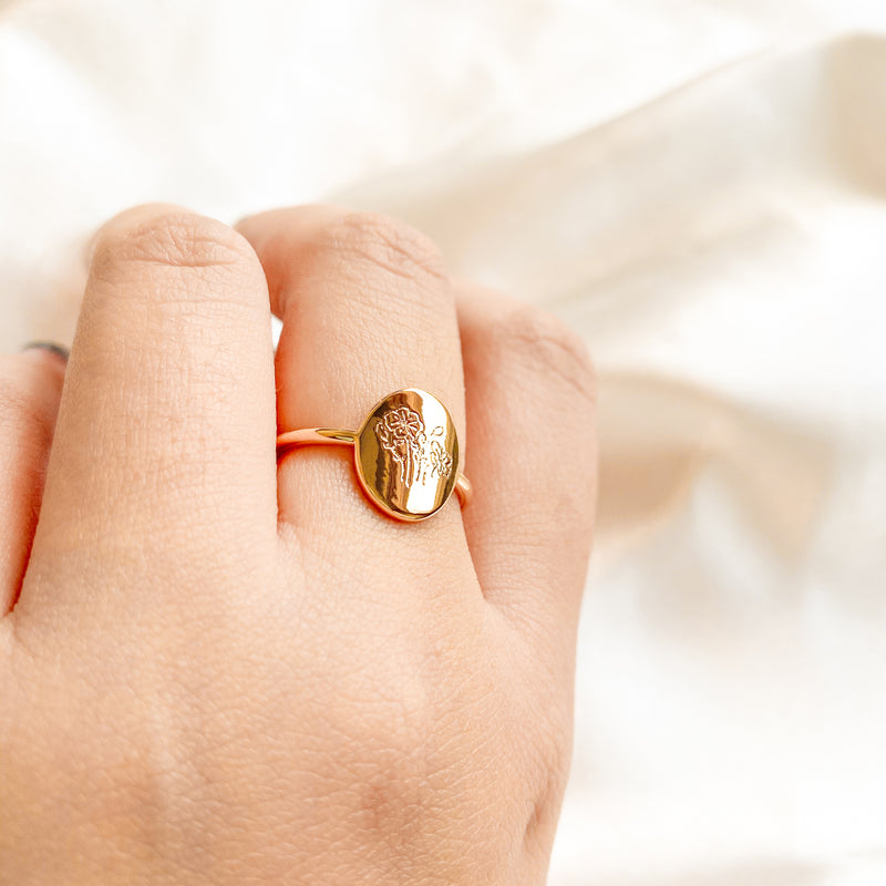 Birth Flower Ring - 18k Gold Filled