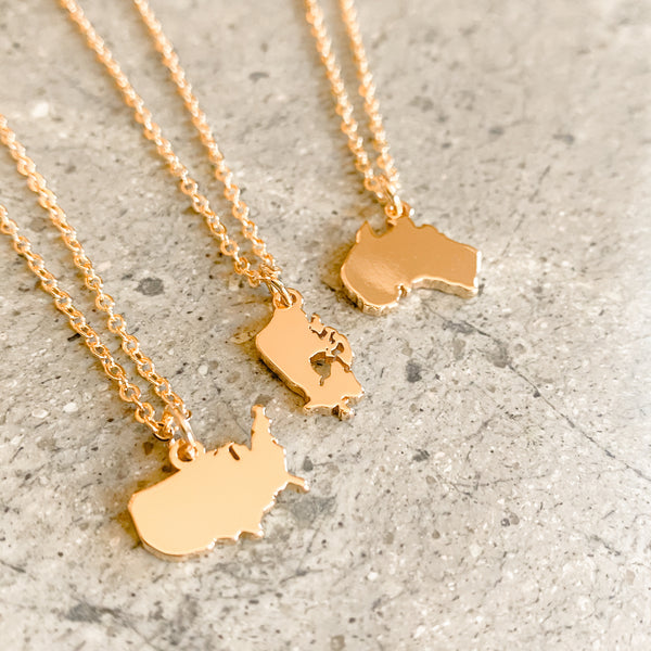 Map Necklace - 18k Gold Filled