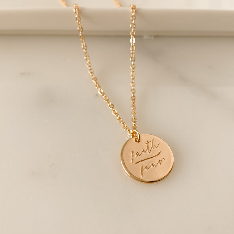(NEW) Faith Over Fear Necklace - 18k Gold Filled