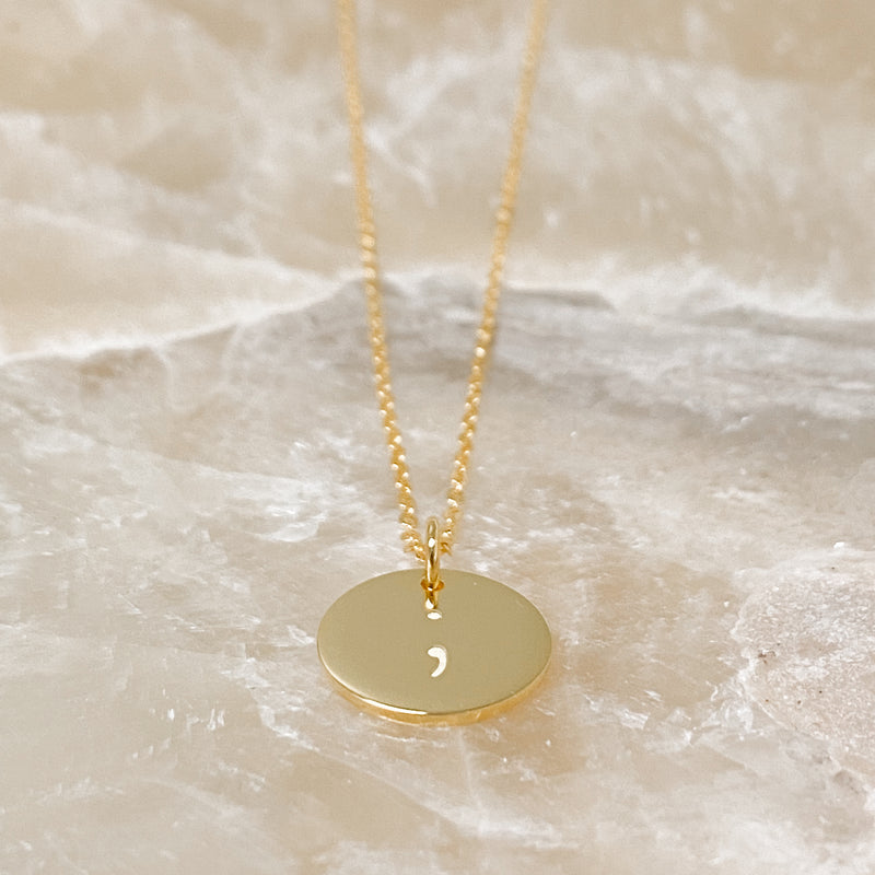 Semicolon Necklace - 18k Gold Filled
