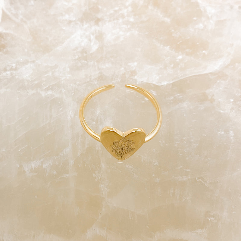 Wildflower Heart Ring - 18k Gold Filled