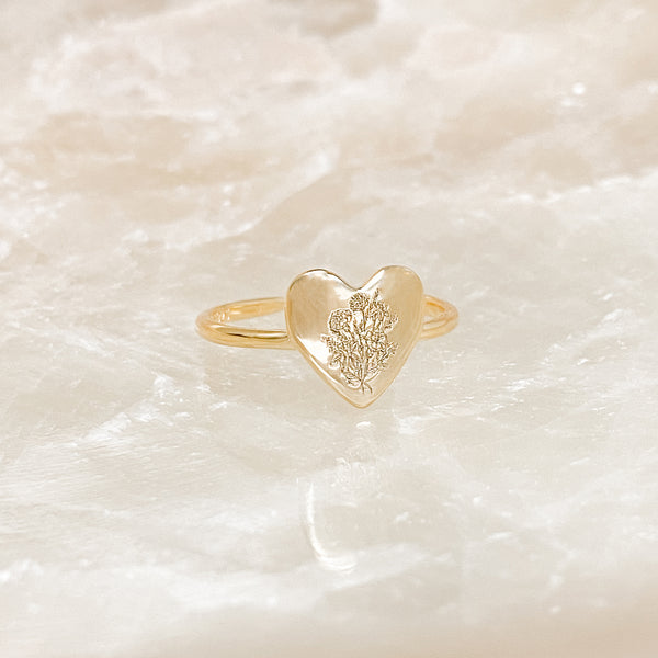 Wildflower Heart Ring - 18k Gold Filled