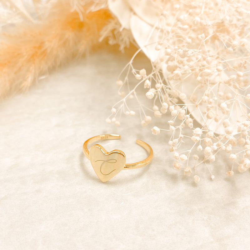 Initial Heart Ring - 18k Gold Filled