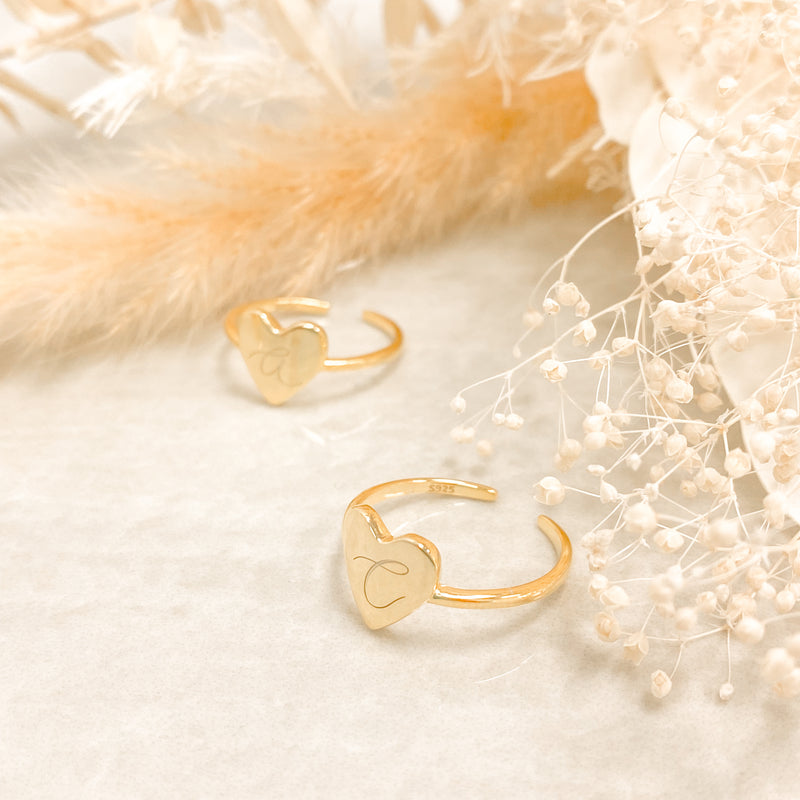 Initial Heart Ring - 18k Gold Filled