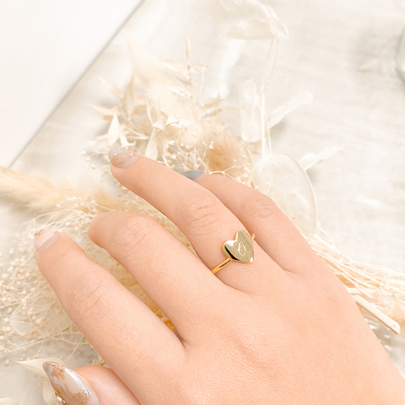 Initial Heart Ring - 18k Gold Filled