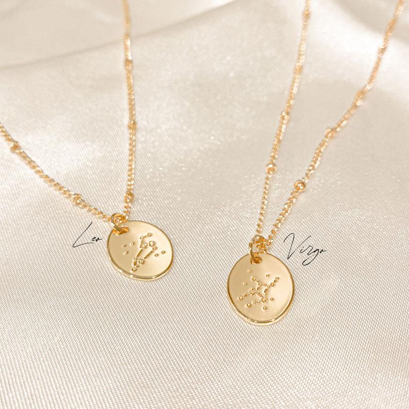 Zodiac Constellation Necklace - 18k Gold Filled
