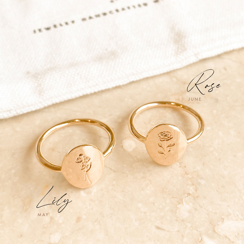 (NEW) Birth Flower Ring - 18k Gold Filled