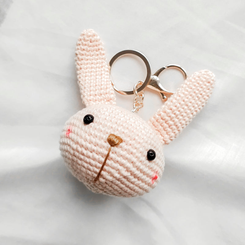 Pink Bunny Crochet Keychain