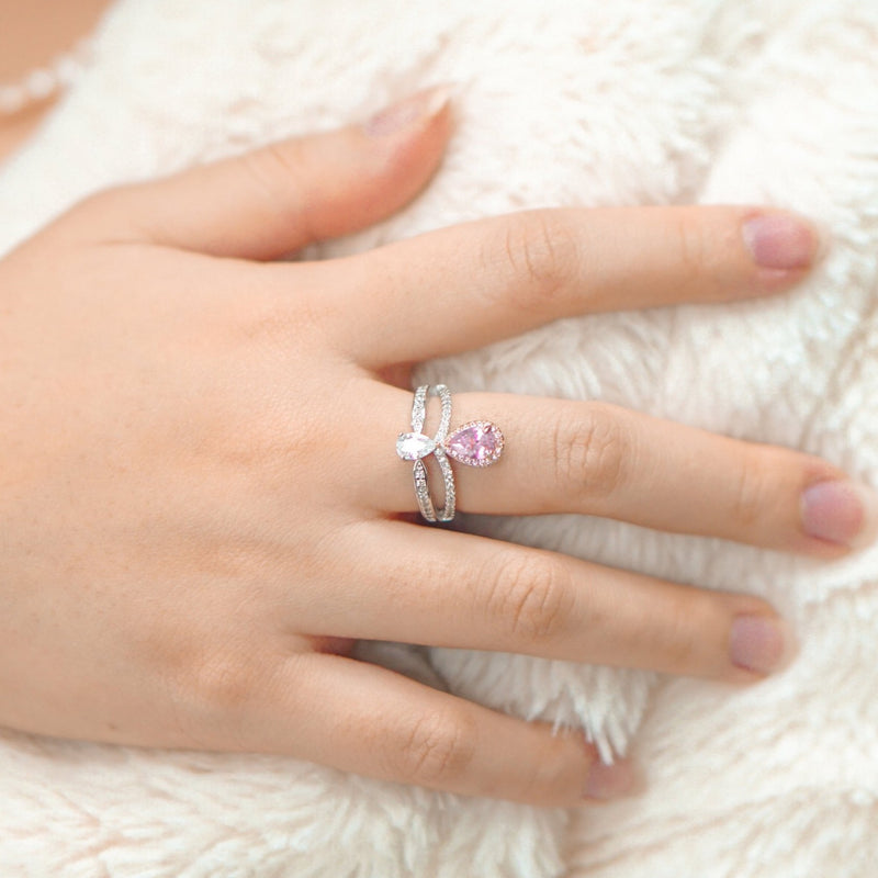 Pink Tiara Princess Ring - Sterling Silver