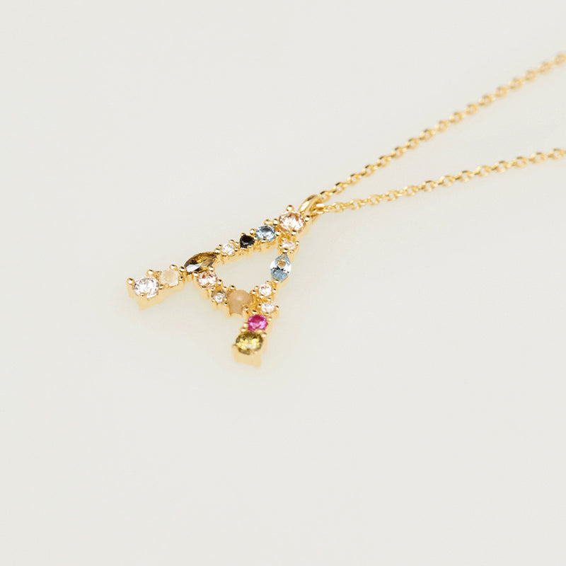 Gemstone Initial Necklace - 18k Gold Vermeil