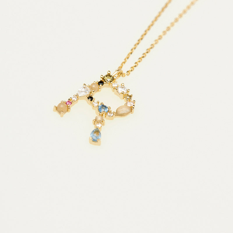 Gemstone Initial Necklace - 18k Gold Vermeil