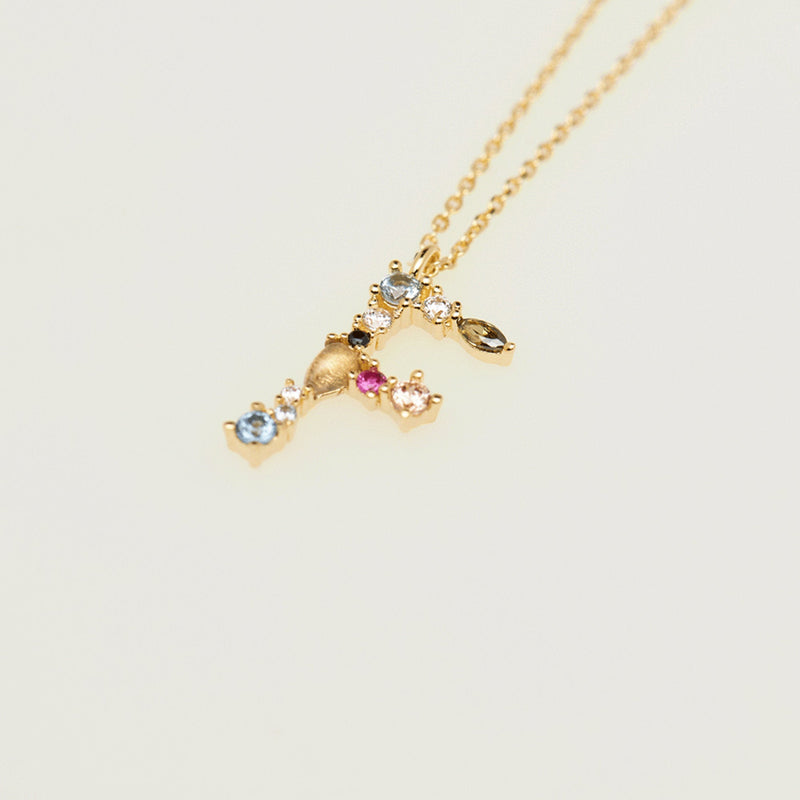Gemstone Initial Necklace - 18k Gold Vermeil