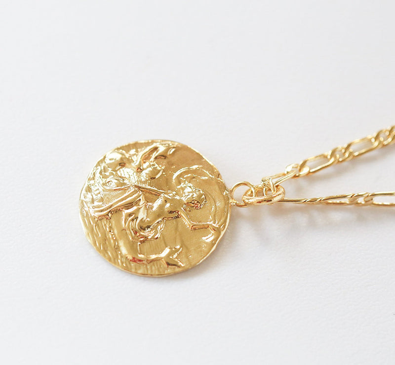 Mermaid Coin Medallion Necklace - 18k Gold Vermeil