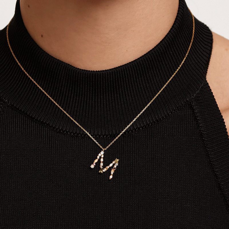 Gemstone Initial Necklace - 18k Gold Vermeil
