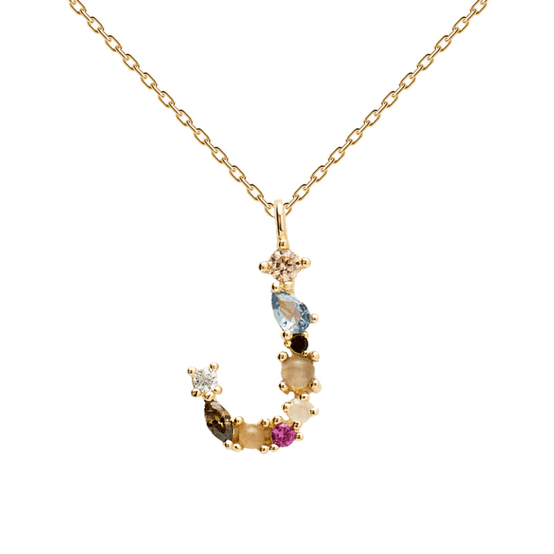 Gemstone Initial Necklace - 18k Gold Vermeil