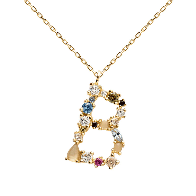 Gemstone Initial Necklace - 18k Gold Vermeil