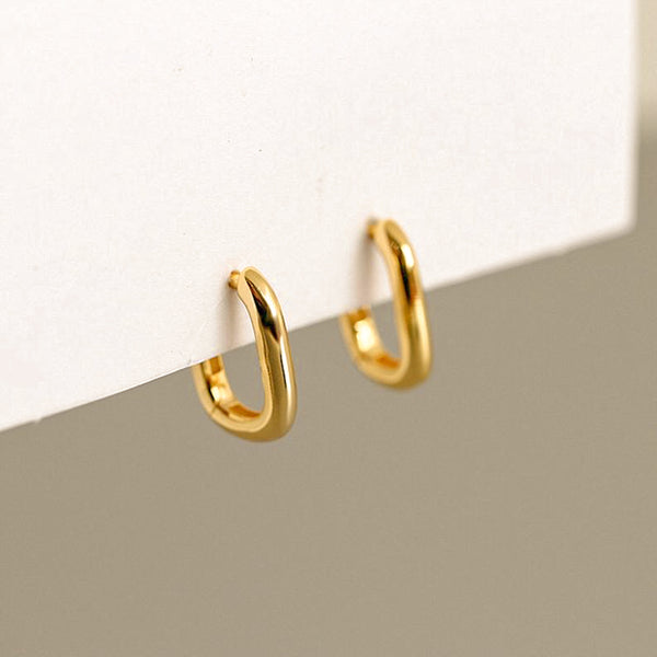 Rounded Rectangle Hoop Earrings - 18k Gold Vermeil