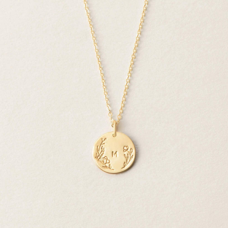 Personalized Floral Necklace - 18k Gold Filled