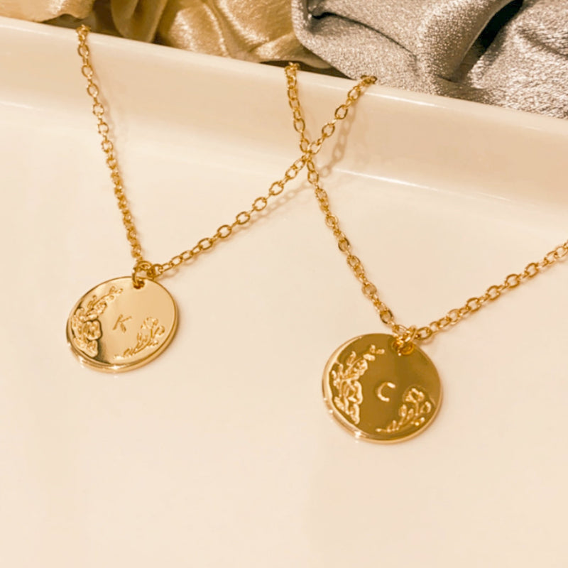 Personalized Floral Necklace - 18k Gold Filled