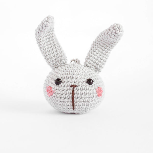Grey Bunny Crochet Keychain