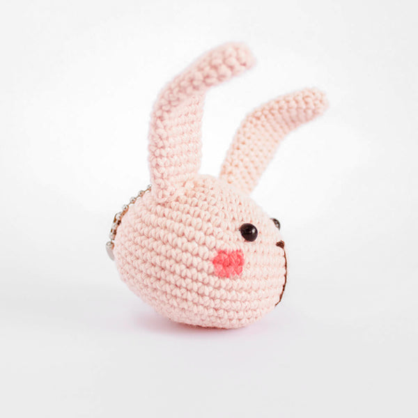 Pink Bunny Crochet Keychain